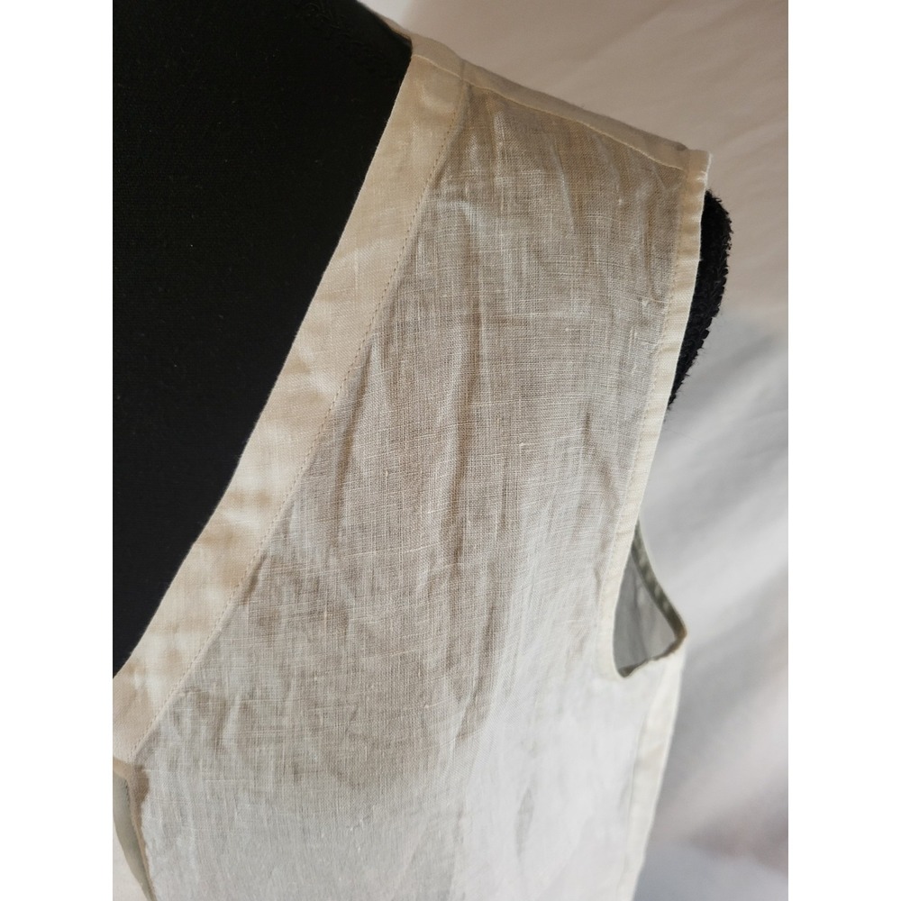 Eileen Fisher 100% Organic Linen/ Linen White Sleeveless Button Up Blouse Sz M - Picture 2 of 6